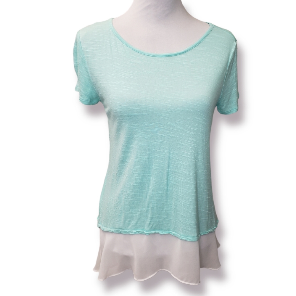 Charming Charlie Sheer Hem Layered Top Size Small